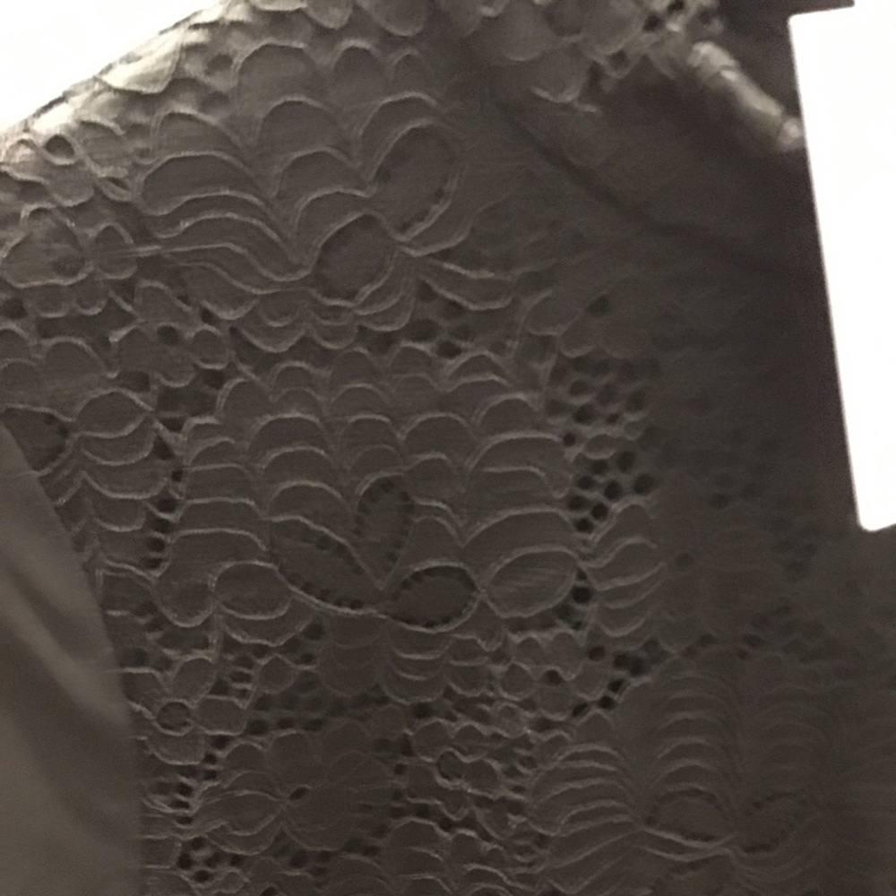 New Rose Olive Black Crop Neck top w Lace Overlay